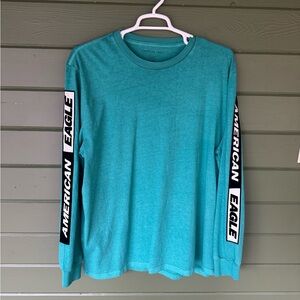 American Eagle Outfitters Men’s Teal Blue Logo Sleeve Shirt XXL NWT